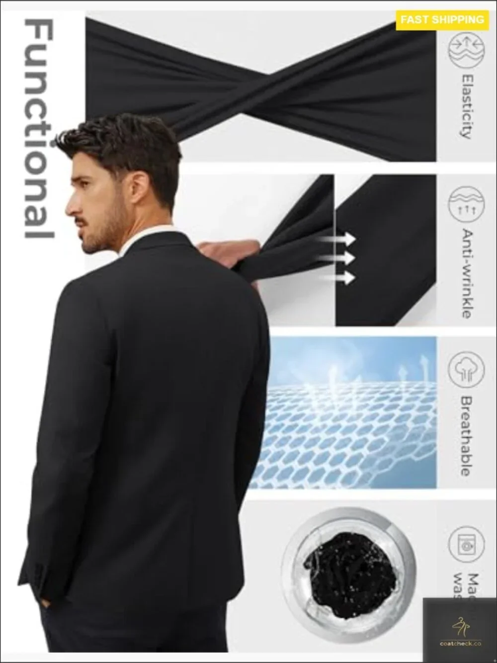 Classic Notch Lapel Sport Coat Lightweight Regular Fit One Button Blazer